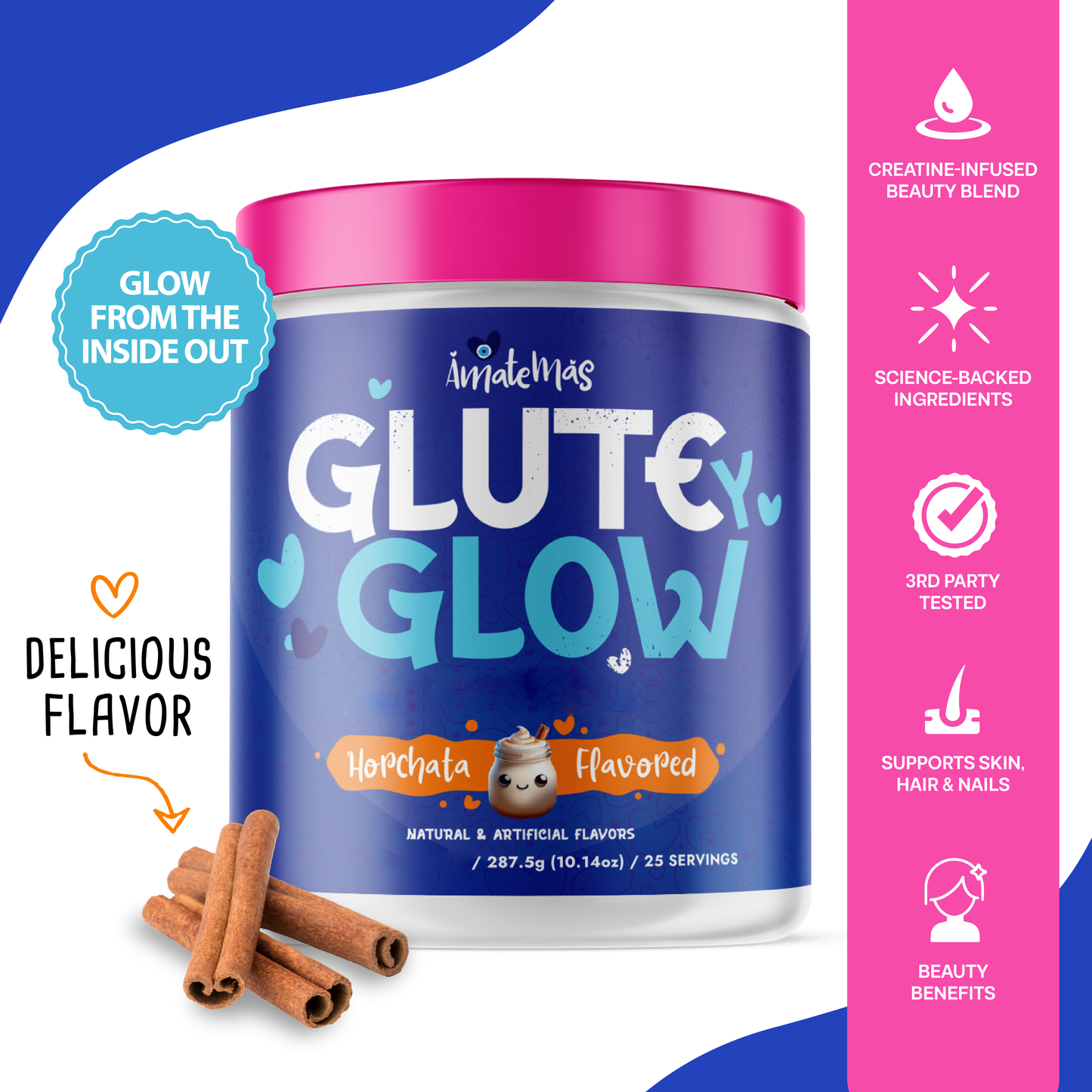 GLUTEYGLOW CREATINA PARA MUJERES ELIXIR DE BELLEZA Y BIENESTAR 2 EN 1