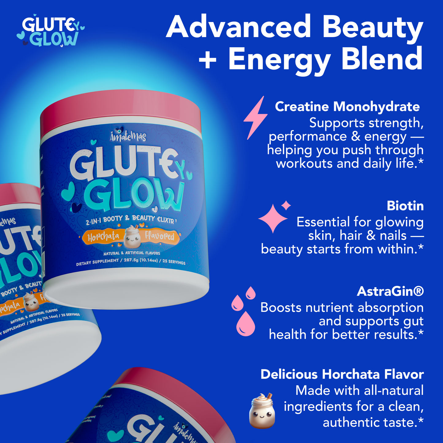 GLUTEYGLOW CREATINE FOR WOMEN 2-IN-1 BEAUTY & WELLNESS ELIXIR