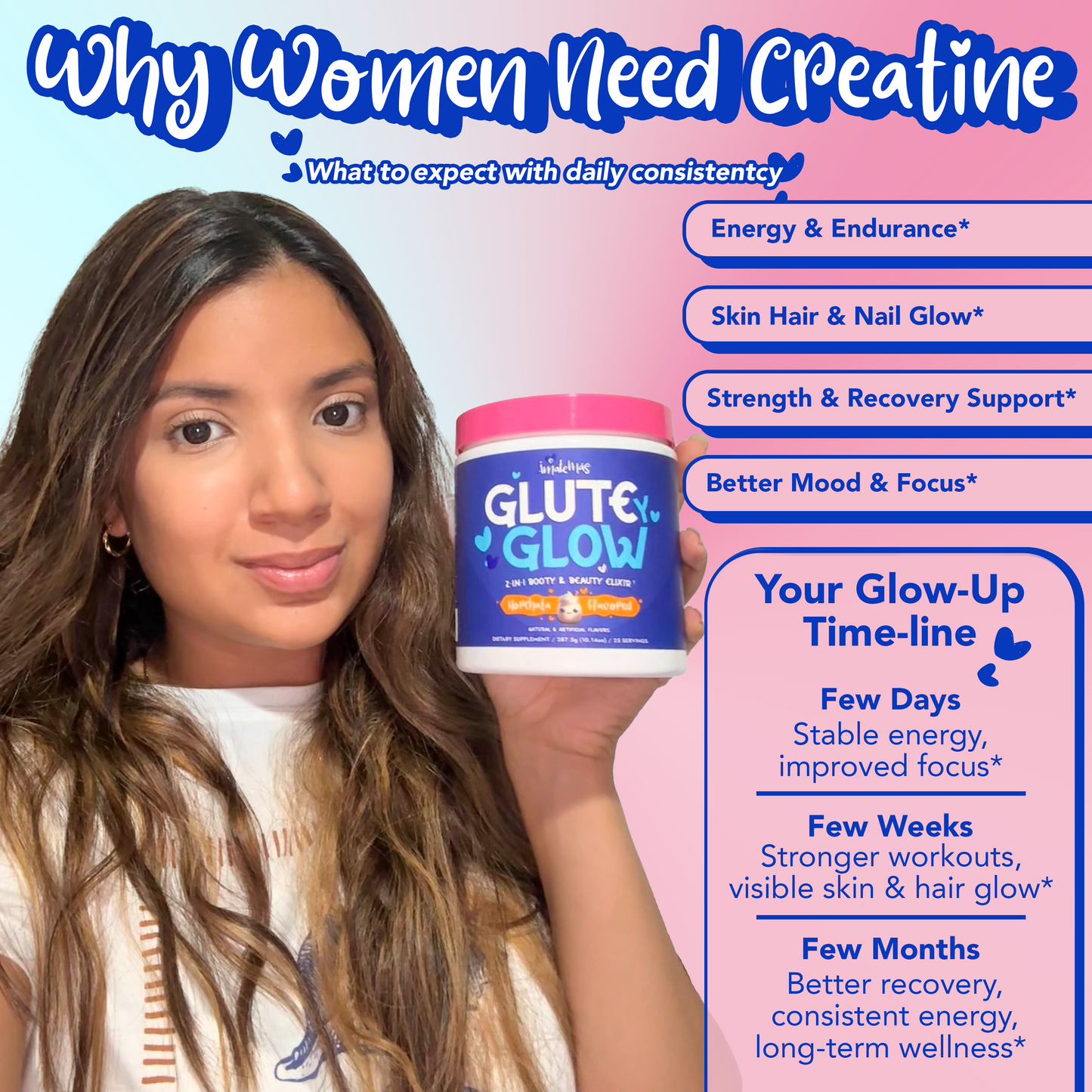 GLUTEYGLOW CREATINE FOR WOMEN 2-IN-1 BEAUTY & WELLNESS ELIXIR